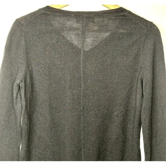 Kenar Merino Wool Sweater Women Medium Black V Neck Long Sleeve Ribbed Hem - Picture 5 of 9